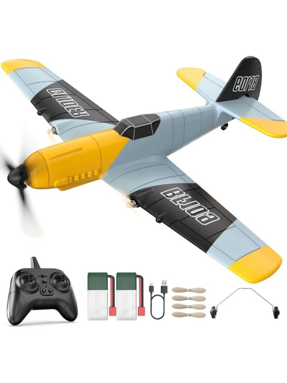 3-Channel Remote Control Airplane, BF-109 Fighter RTF Toy for Kids & Adults